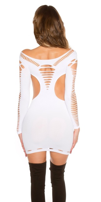 Go-Go Mini Dress with Cut Outs White